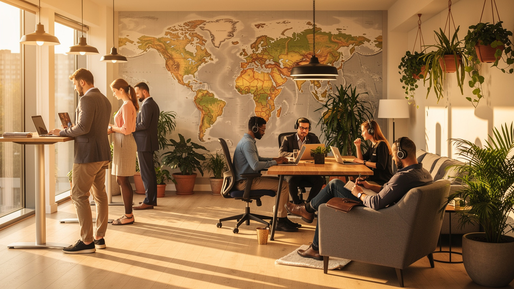 Global distributed workforce in collaborative coworking environment