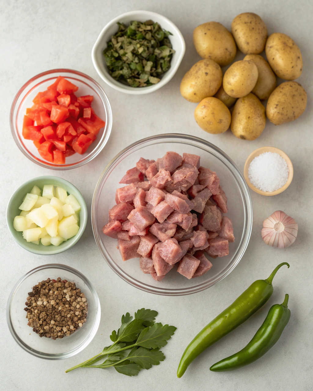 Authentic New Mexico Green Chile Stew ngredients