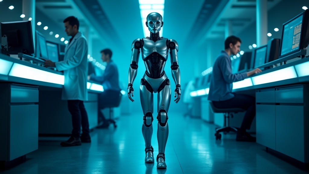 Detalle de las piernas del robot humanoide chino mostrando su compleja ingeniería de actuadores