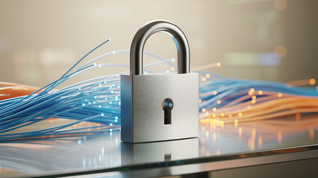 Physical lock on digital infrastructure representing layered security approach