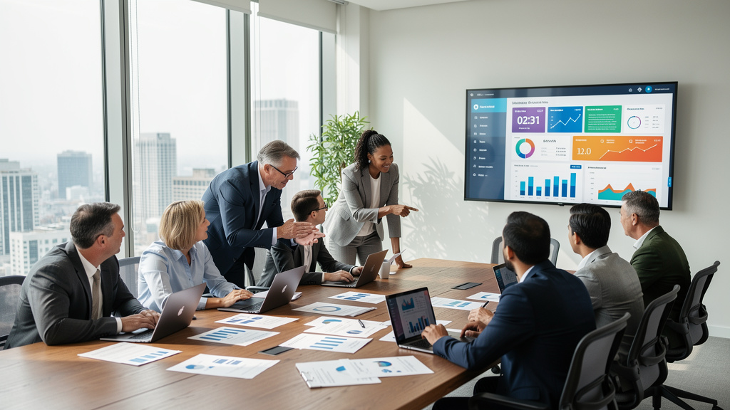 Business professionals collaborating on cybersecurity strategy and incident response