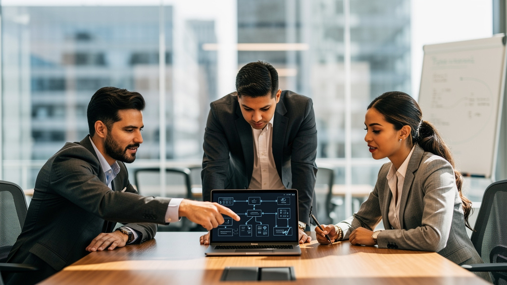 Business team reviewing comprehensive security plans