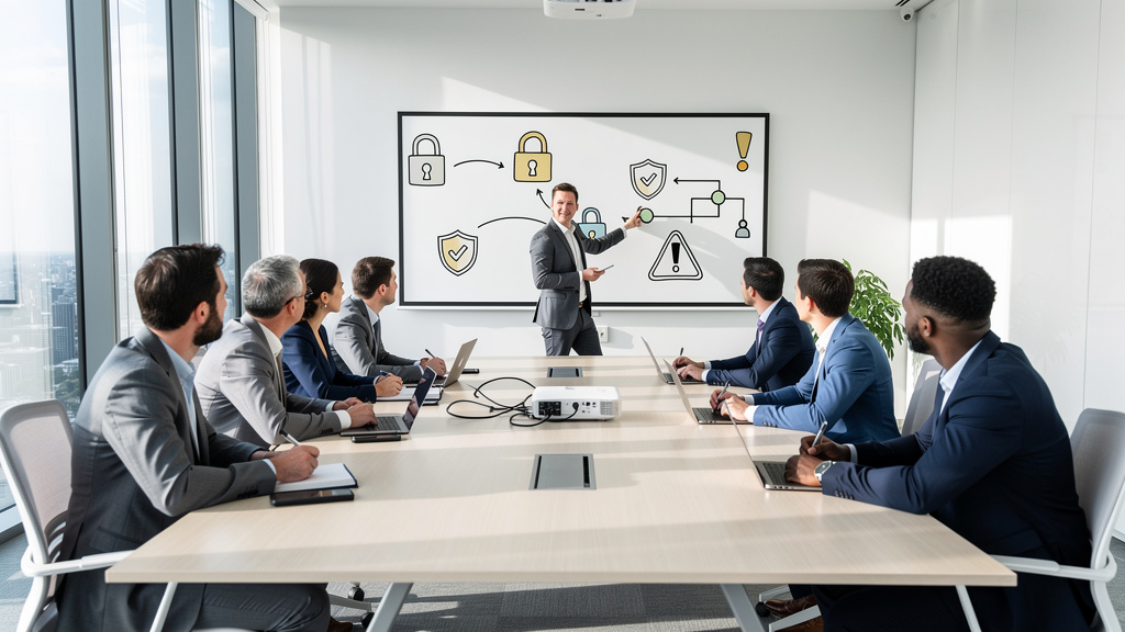 Team participating in data security training session