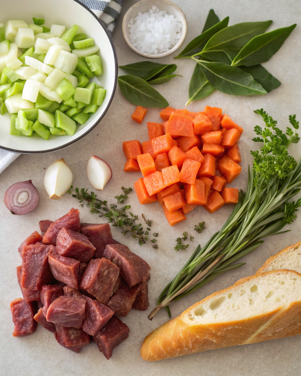 Beef Stew in a Crusty Bread Boule ngredients