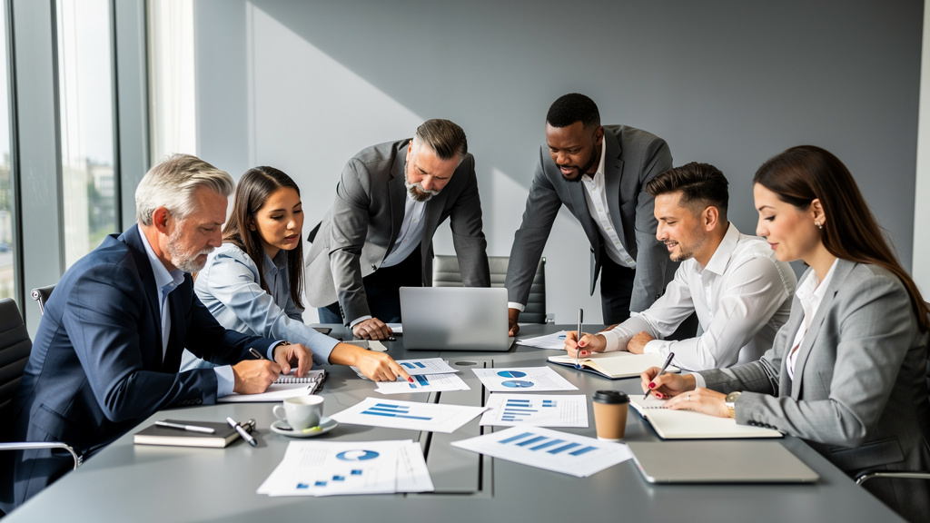 Business professionals collaborating on disaster recovery planning