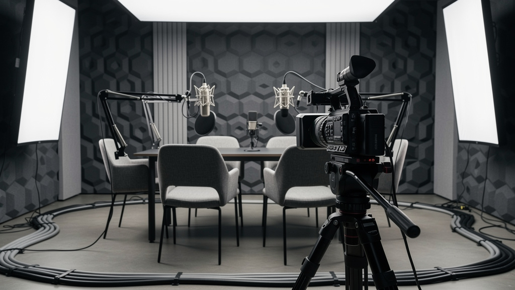 Multi-camera podcast recording studio setup for interviews