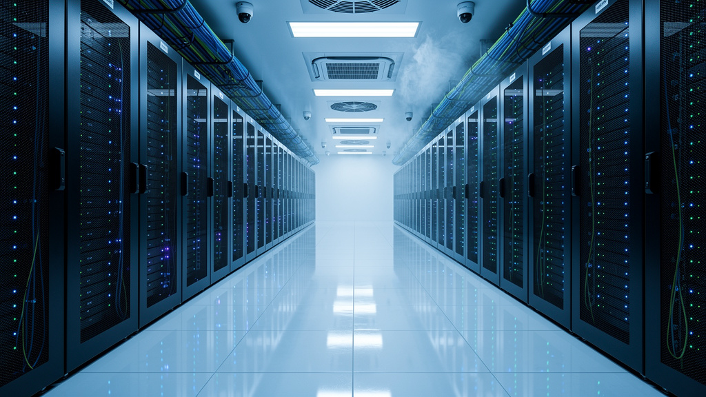 Modern data center showcasing security infrastructure