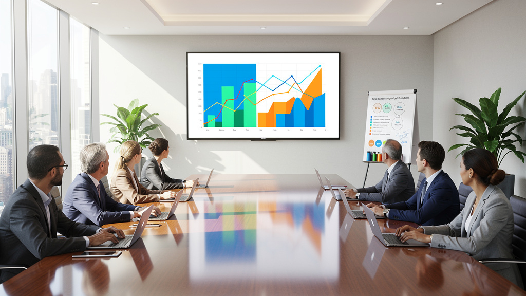 Corporate team planning video content strategy together