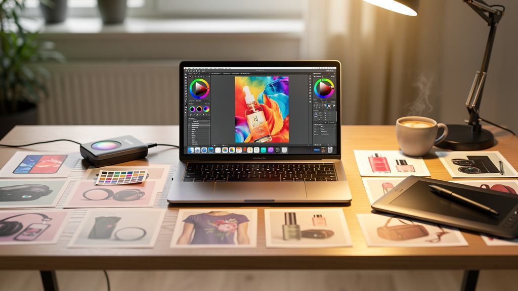 Professional workspace showing integrated AI photo enhancement workflow