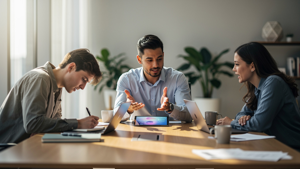 Professional team collaborating on content strategy