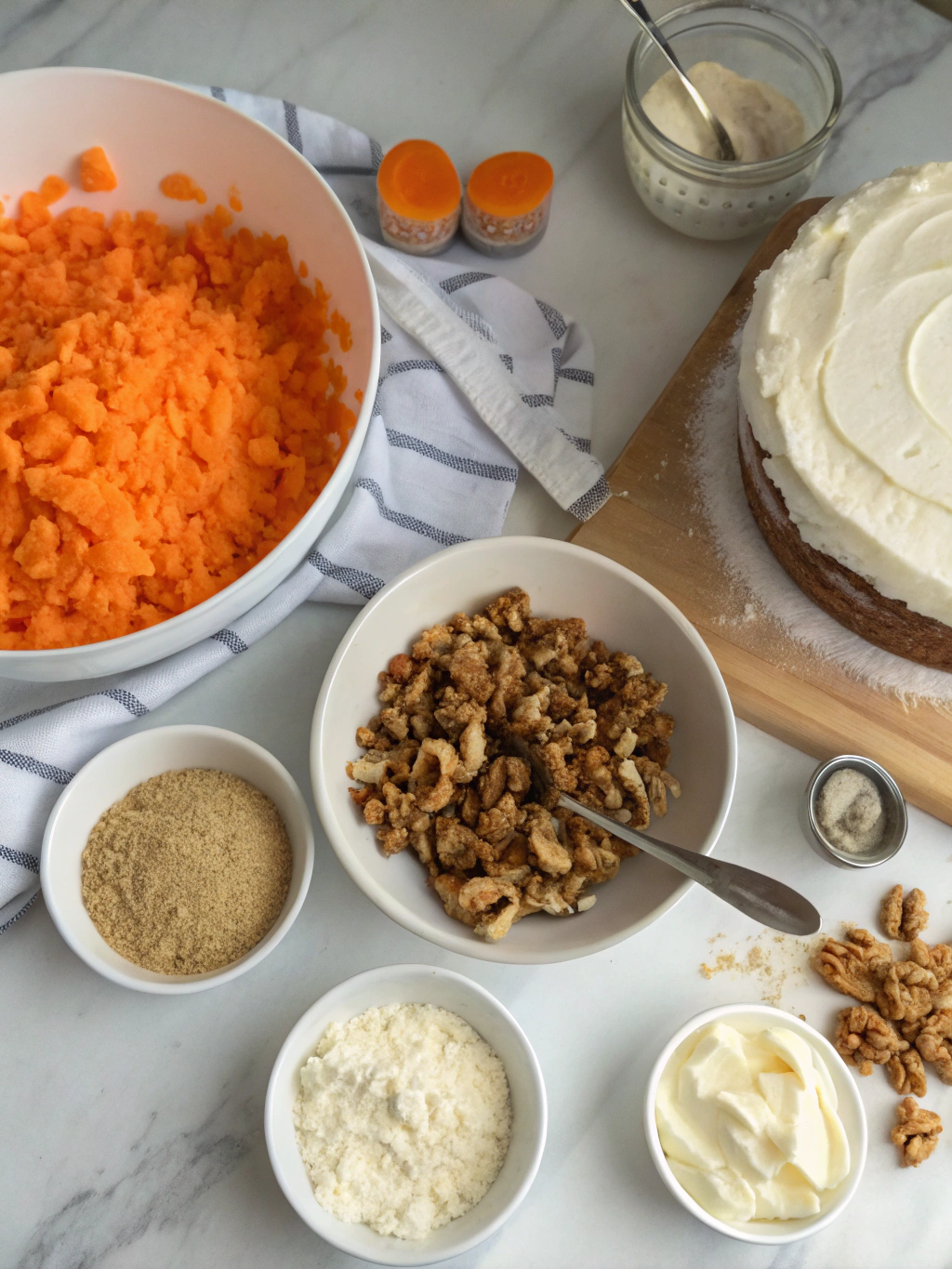 Baking carrot cake with walnuts