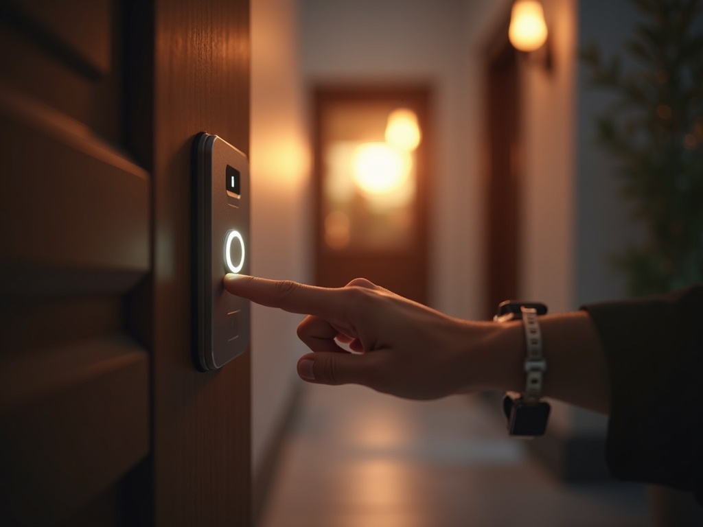 Persona usando el móvil para abrir el portal, demostrando que el Ring Intercom Audio merece la pena