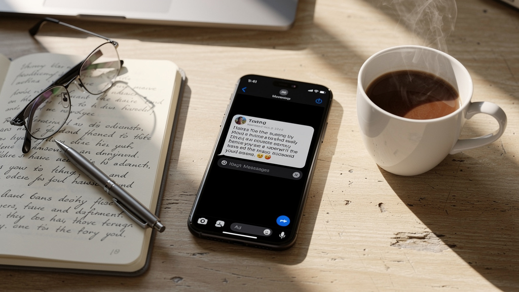 Suspicious message on smartphone at office desk