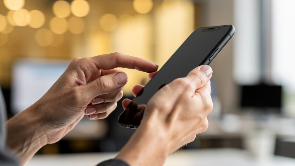 Person carefully reviewing authentication on smartphone