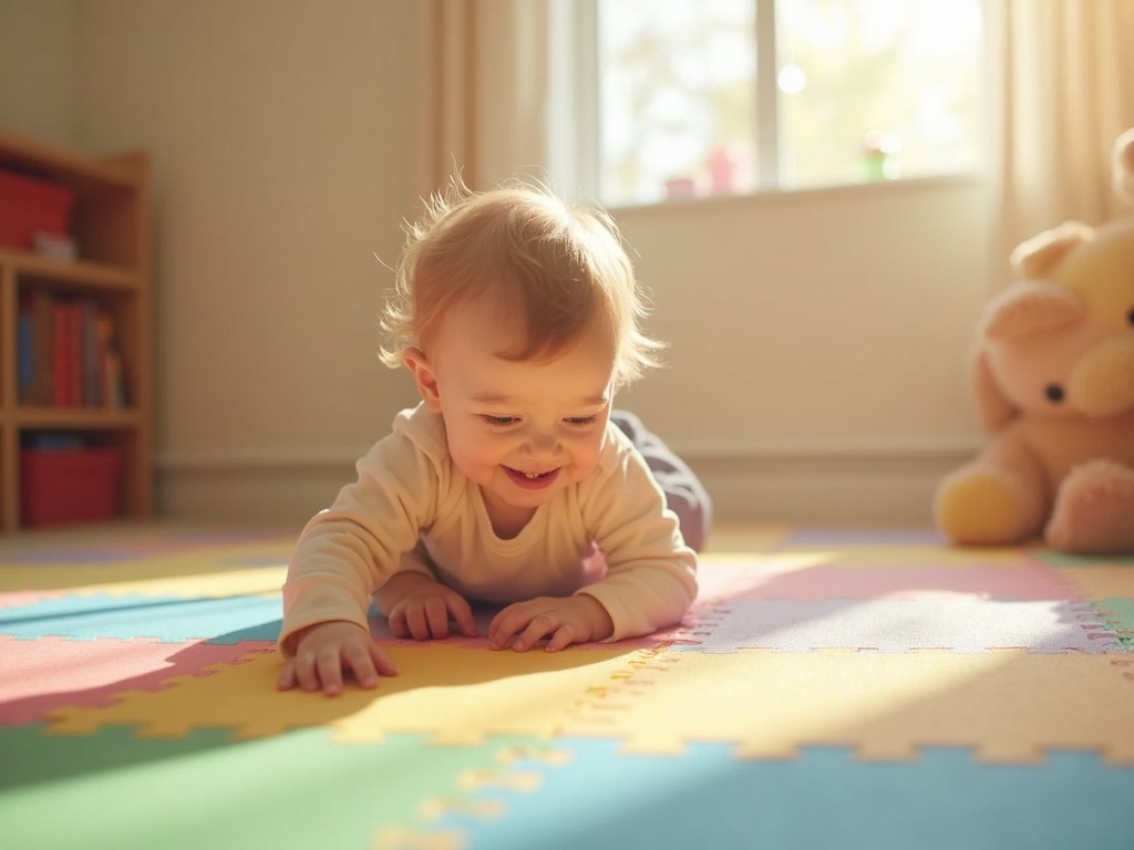 Bebé jugando de forma segura en la alfombra puzzle MQIAOHAM