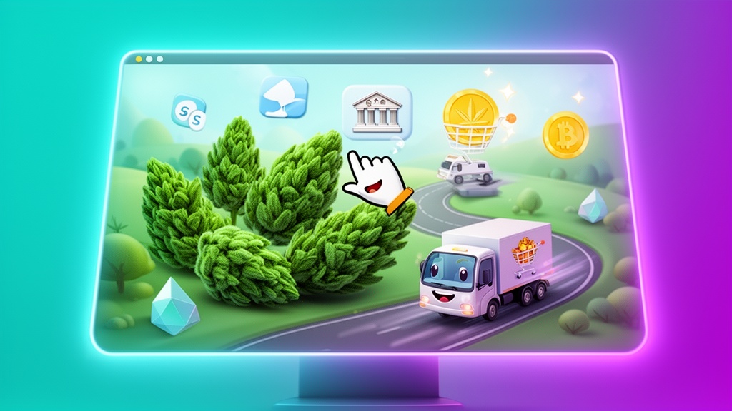 Online hemp flower shopping experience illustration