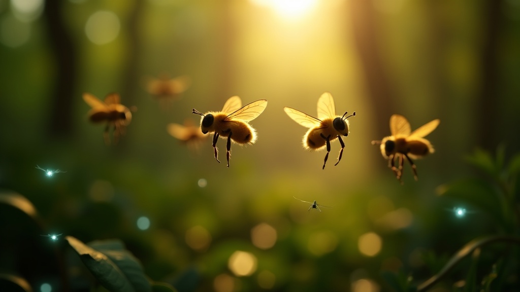 Concepto de enjambre de microrrobots abejorro MIT en operación de rescate