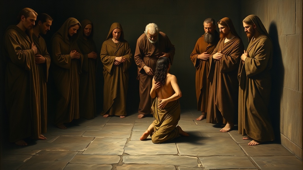 A contemplative, metaphorical religious scene