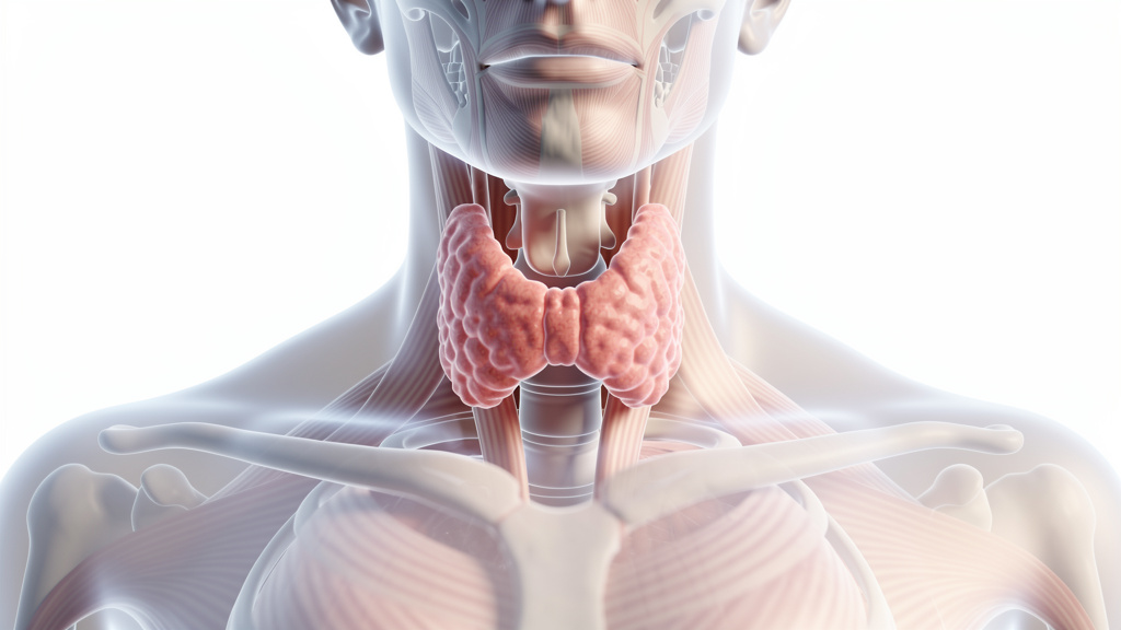 Anatomical view of thyroid gland in neck