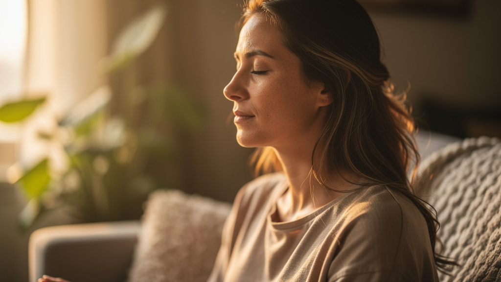 Person practicing mindfulness during depression recovery journey