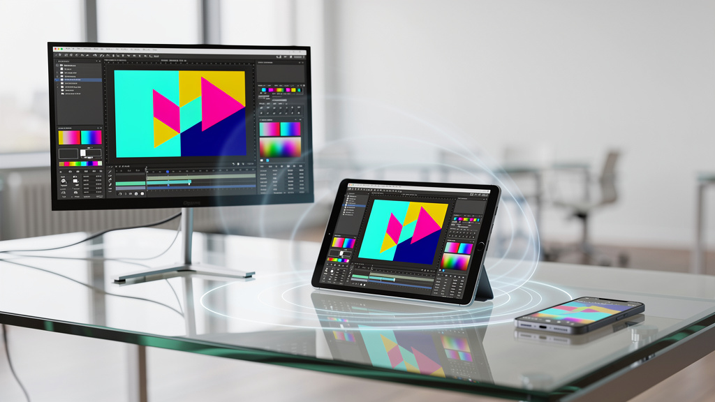Multiple devices showing synchronized drawing app access