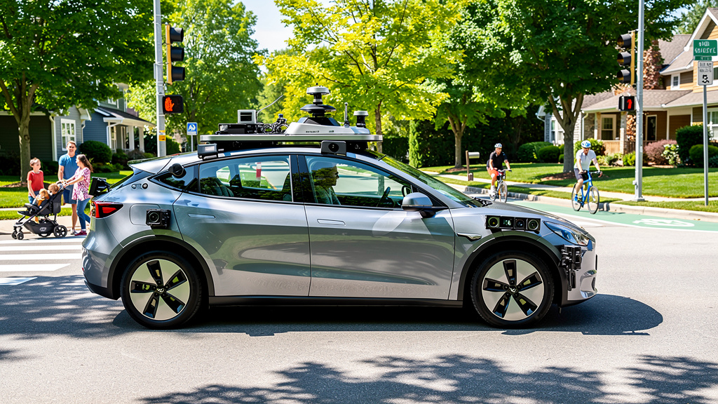Self-driving car with advanced sensor systems navigating street