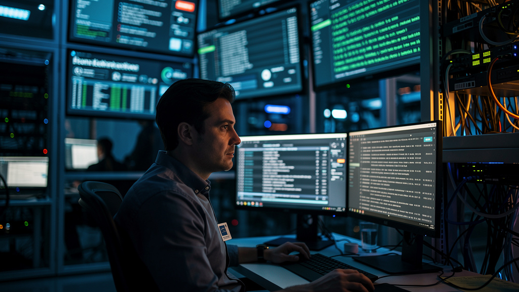 Security professional monitoring remote access logs and authentication