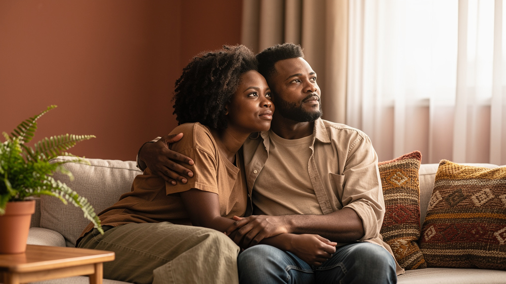 Couple supporting each other through fertility journey