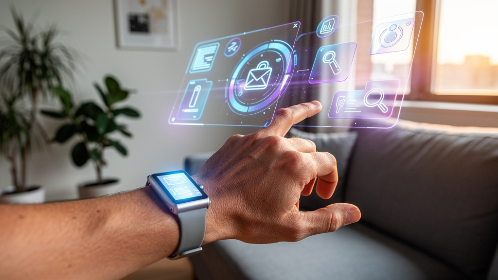 Person interacting with modern AI interface technology