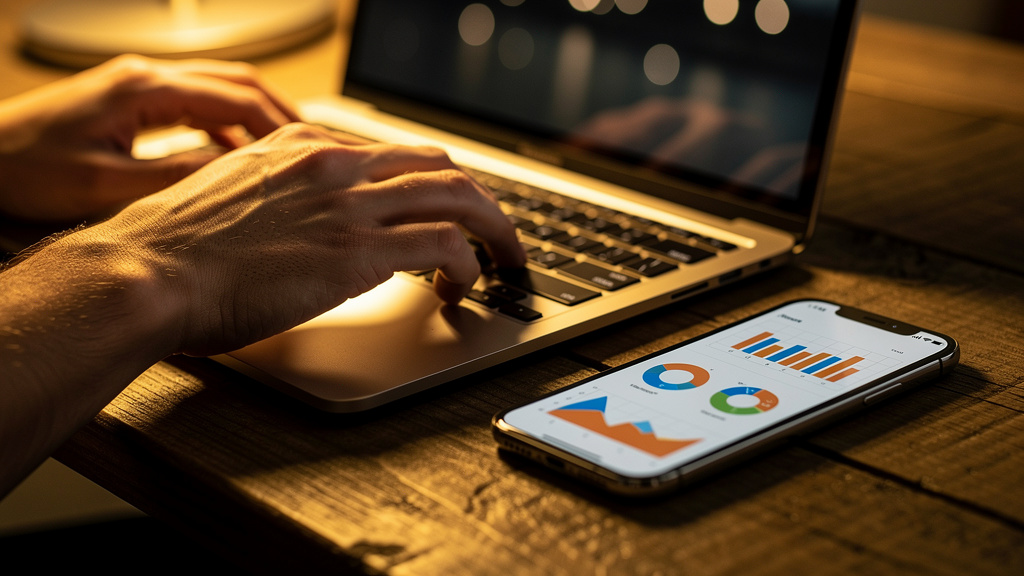 Professional evaluating e-learning platform features on device