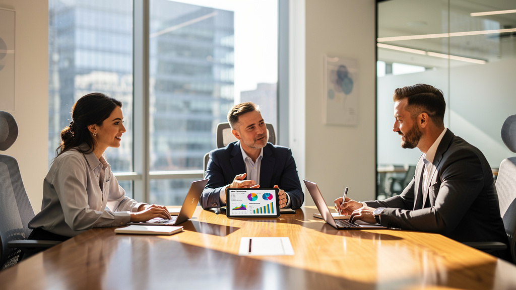 Marketing team collaborating on Instagram analytics review