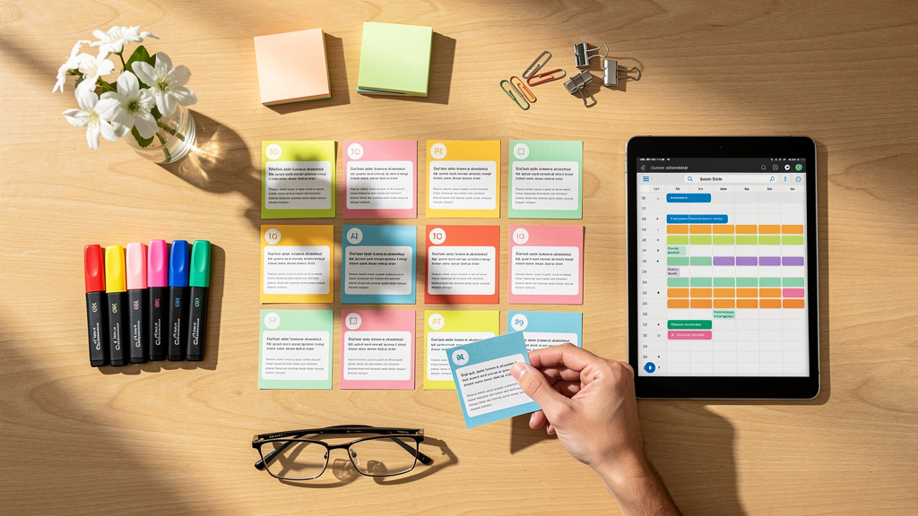 Organized content calendar with social media posts layout