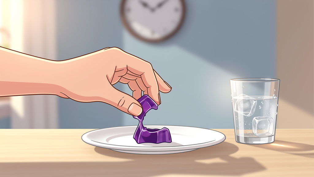 Cartoon hand dividing Delta 8 gummy carefully