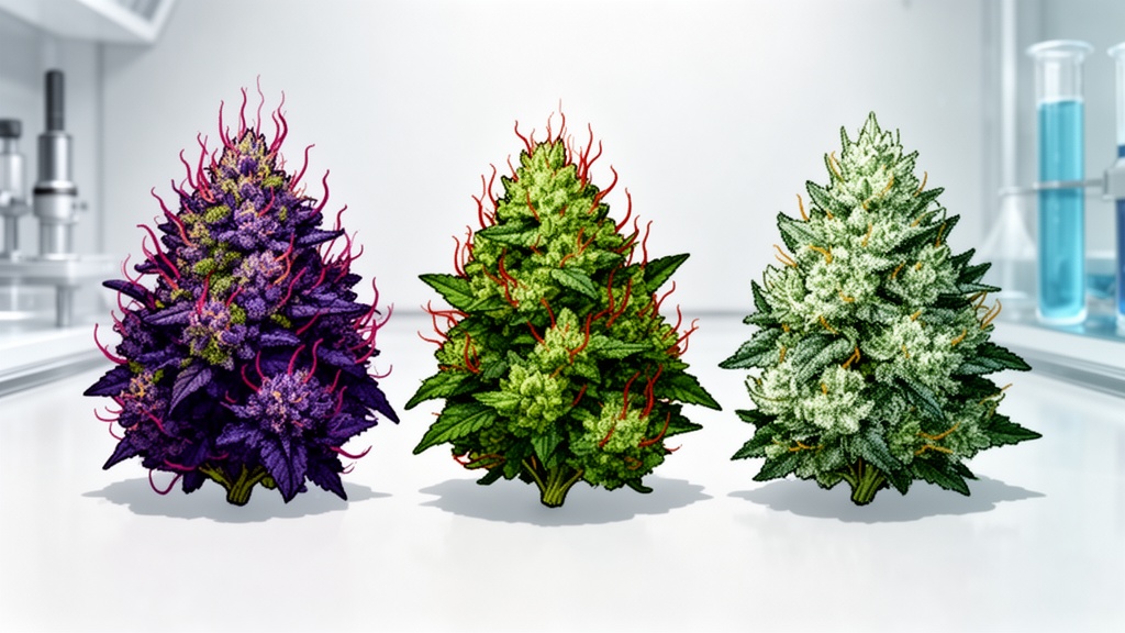 Different cannabis strains showing quality characteristics