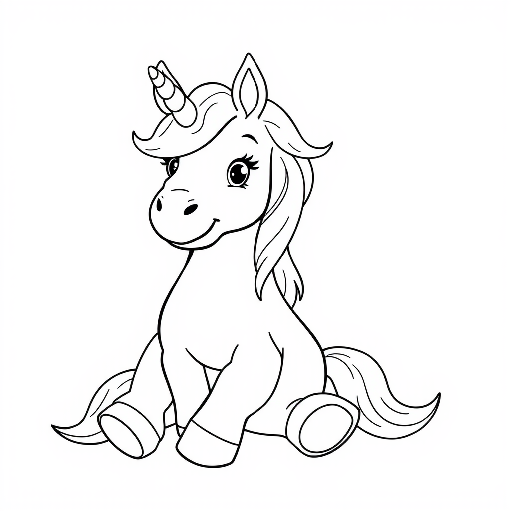 Lovely Unicorn Coloring Page