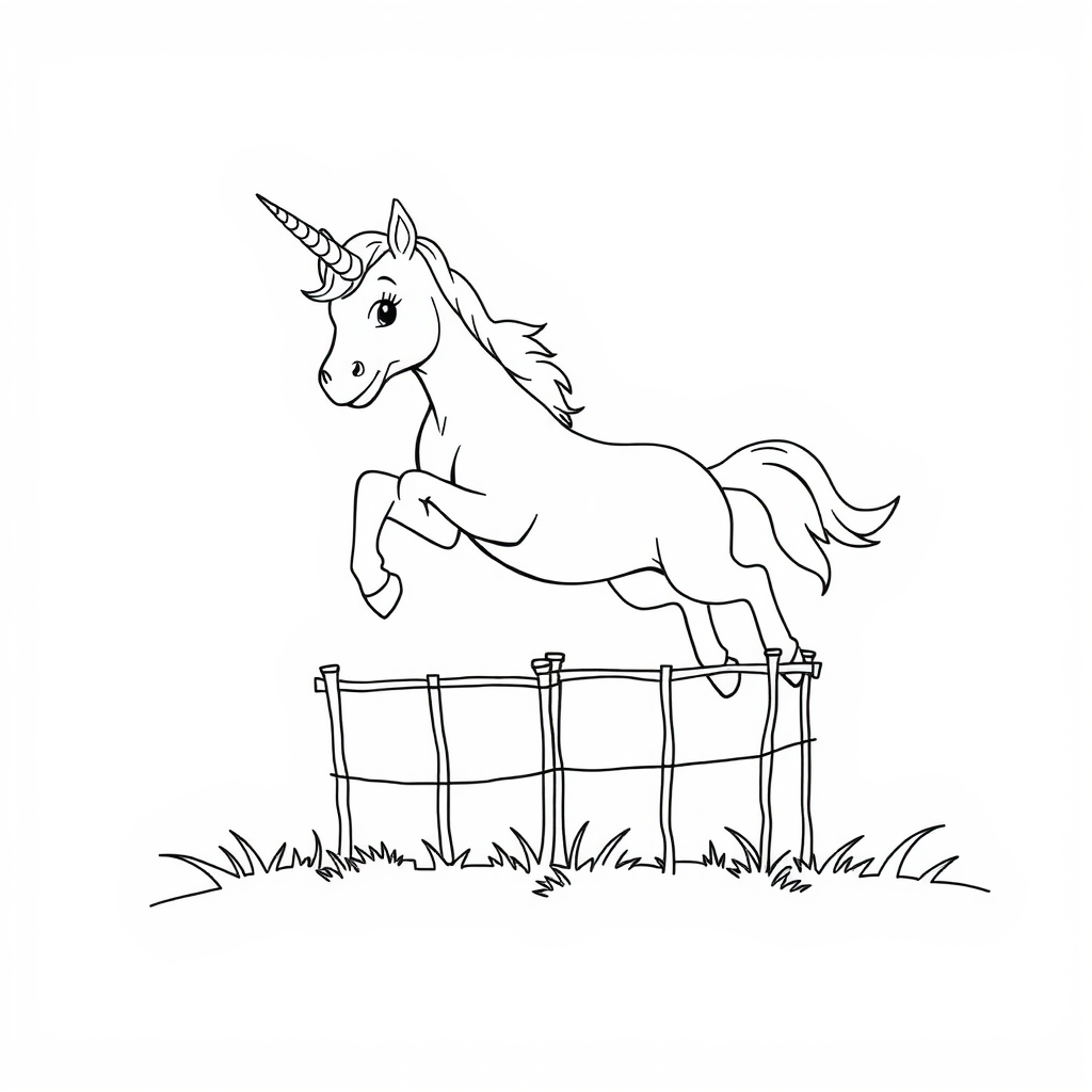 Happy Unicorn Coloring Page
