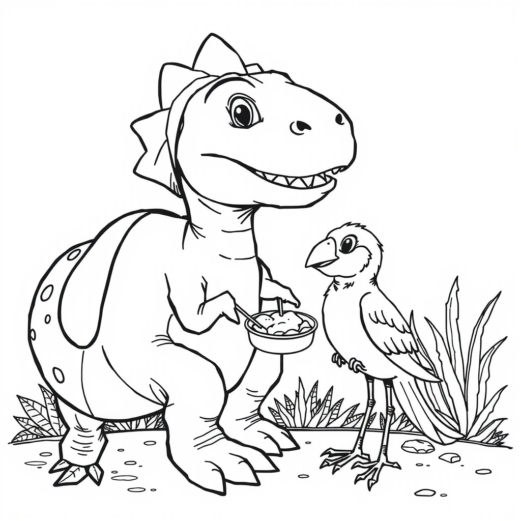 Adorable Dinosaur Coloring Page