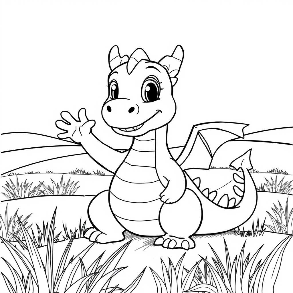 Adorable Dragon Coloring Page