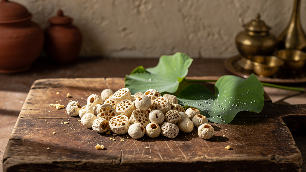 Fresh lotus seeds and roasted makhana nutritional ingredients