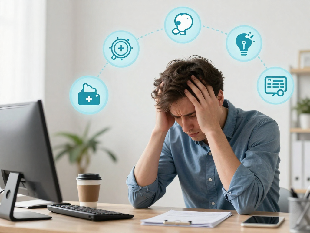 Exhausted person with brain fog