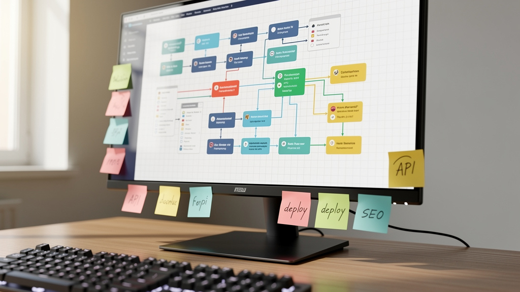 Monitor displaying technical SEO site structure diagram