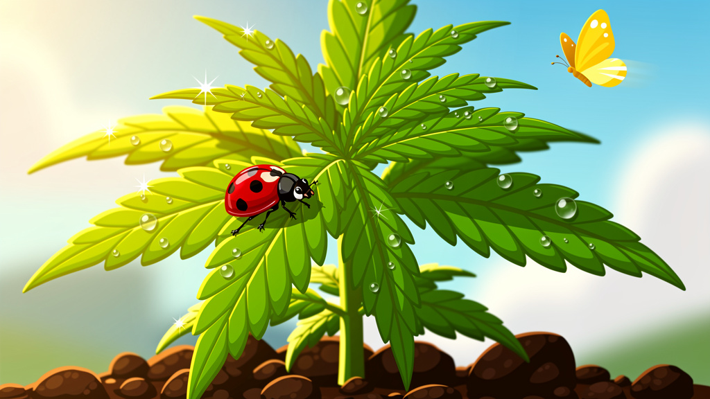 Close-up of healthy organic hemp plant leaves