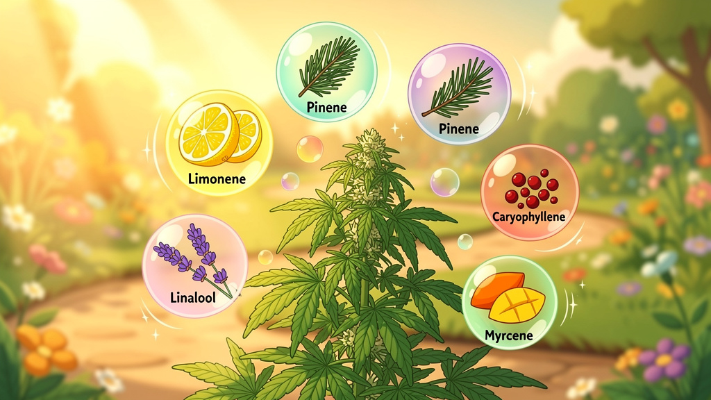 Cannabis terpenes and aromatic profiles illustration