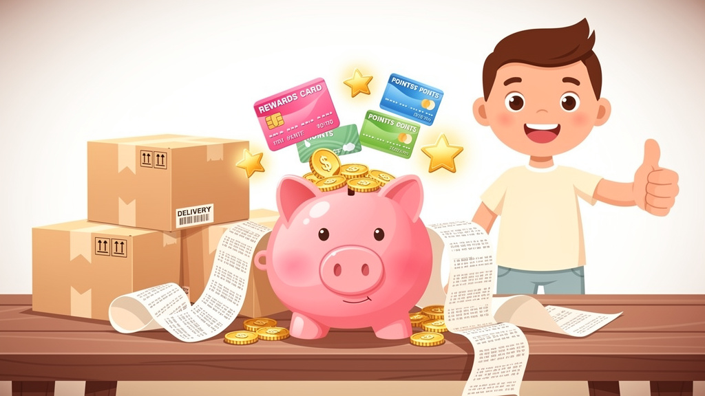 Cartoon scene showing money saving strategies