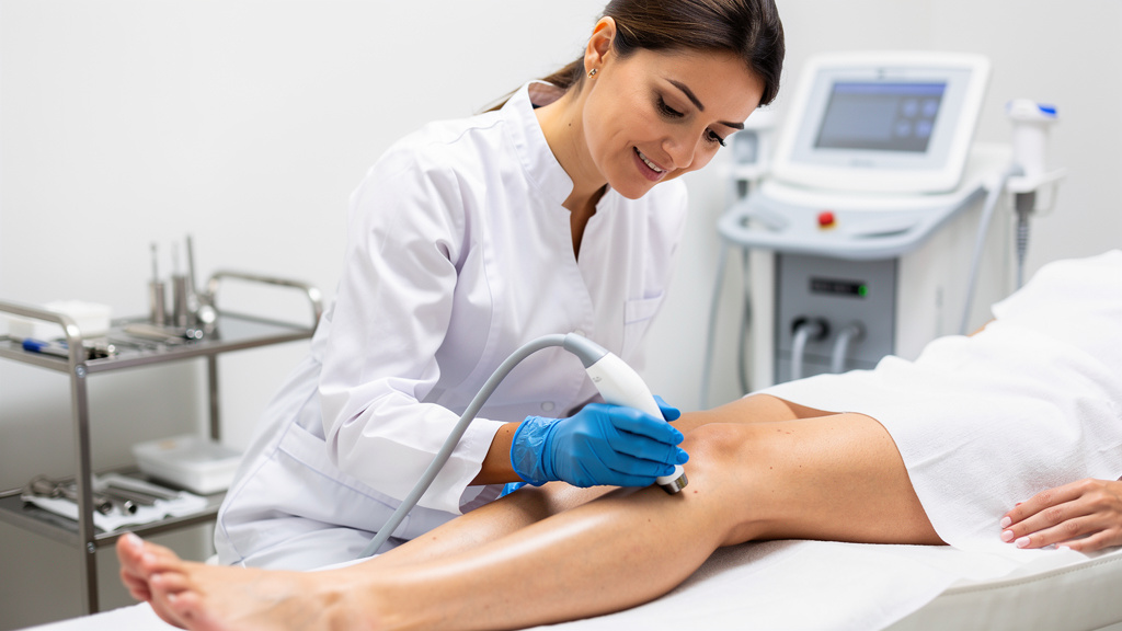Professional laser hair removal treatment session