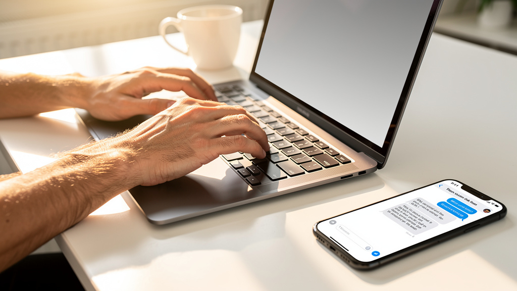 Person completing online document application on laptop