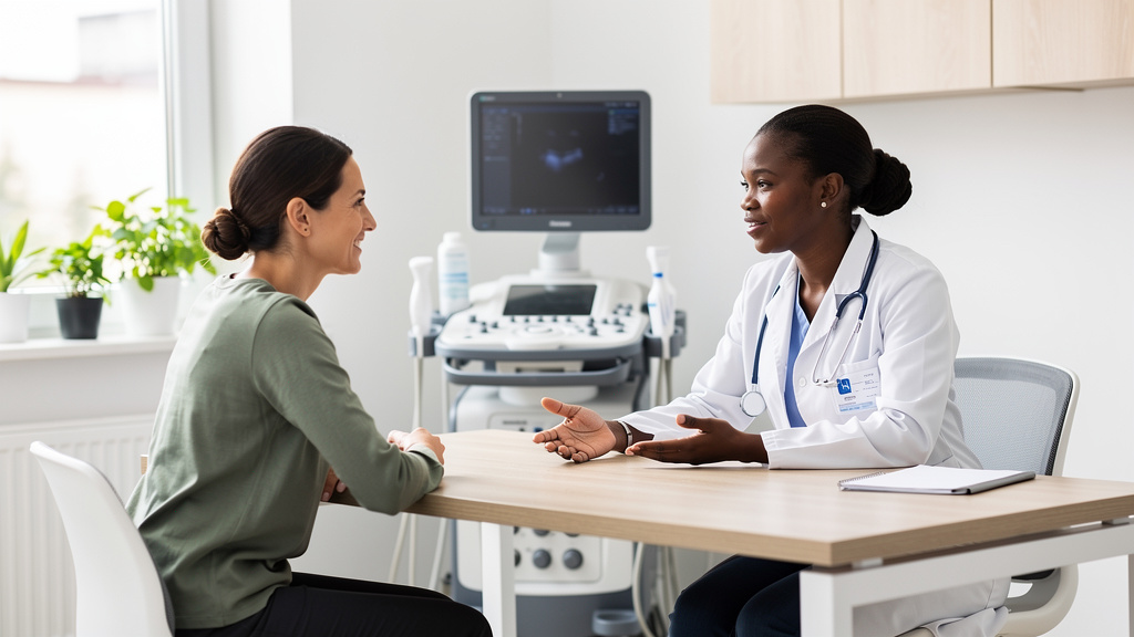 Fertility specialist consulting with patient in modern clinic