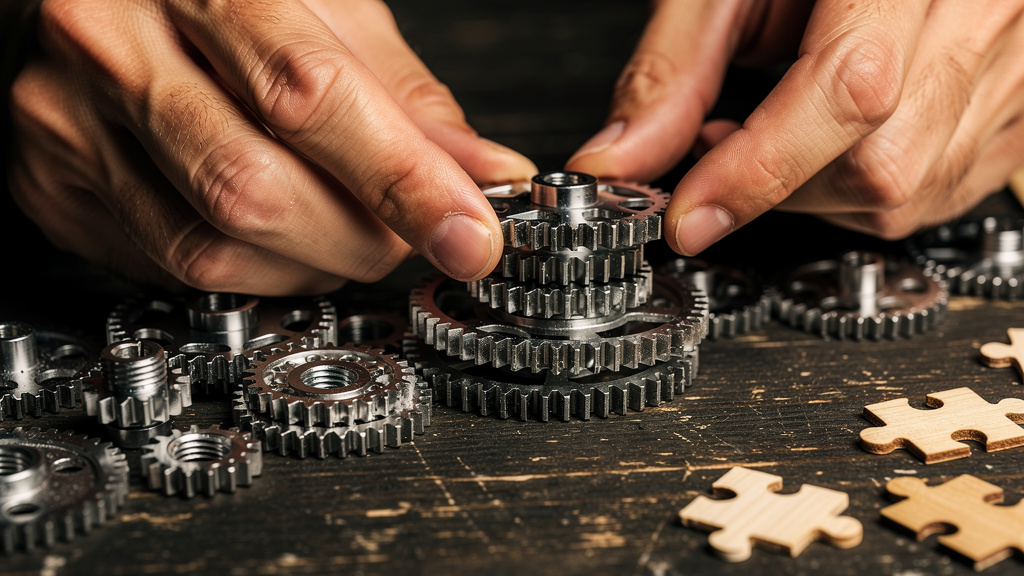 Interconnected gears representing project management automation workflow processes