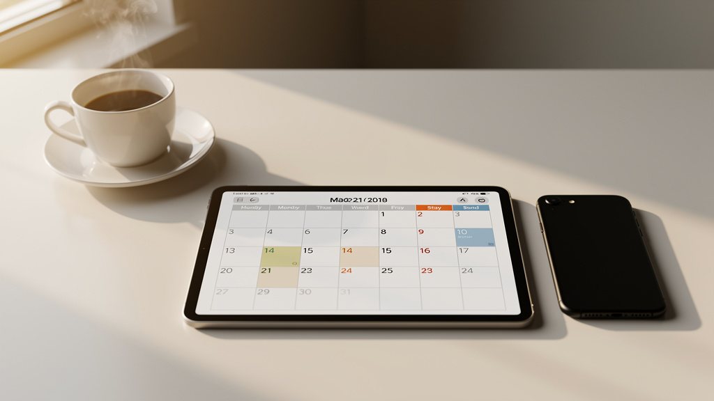 Digital calendar showing important dates and deadlines