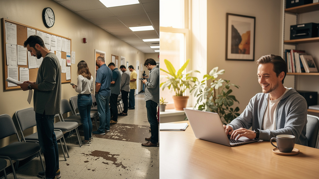 Comparison between waiting at government office versus ordering online